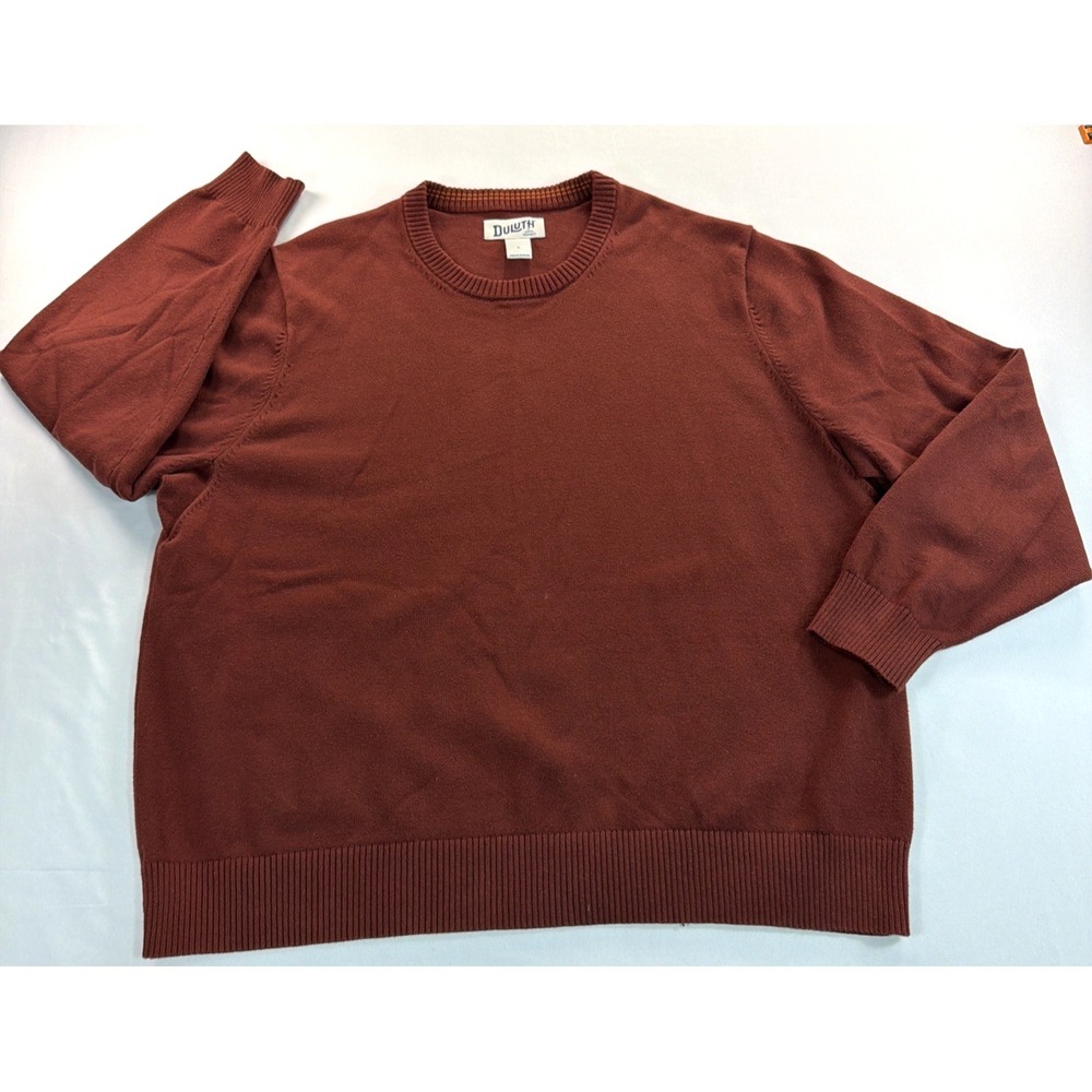 Duluth Trading Sweater Mens Large Rust Crewneck Cotton Knit Pullover Casual